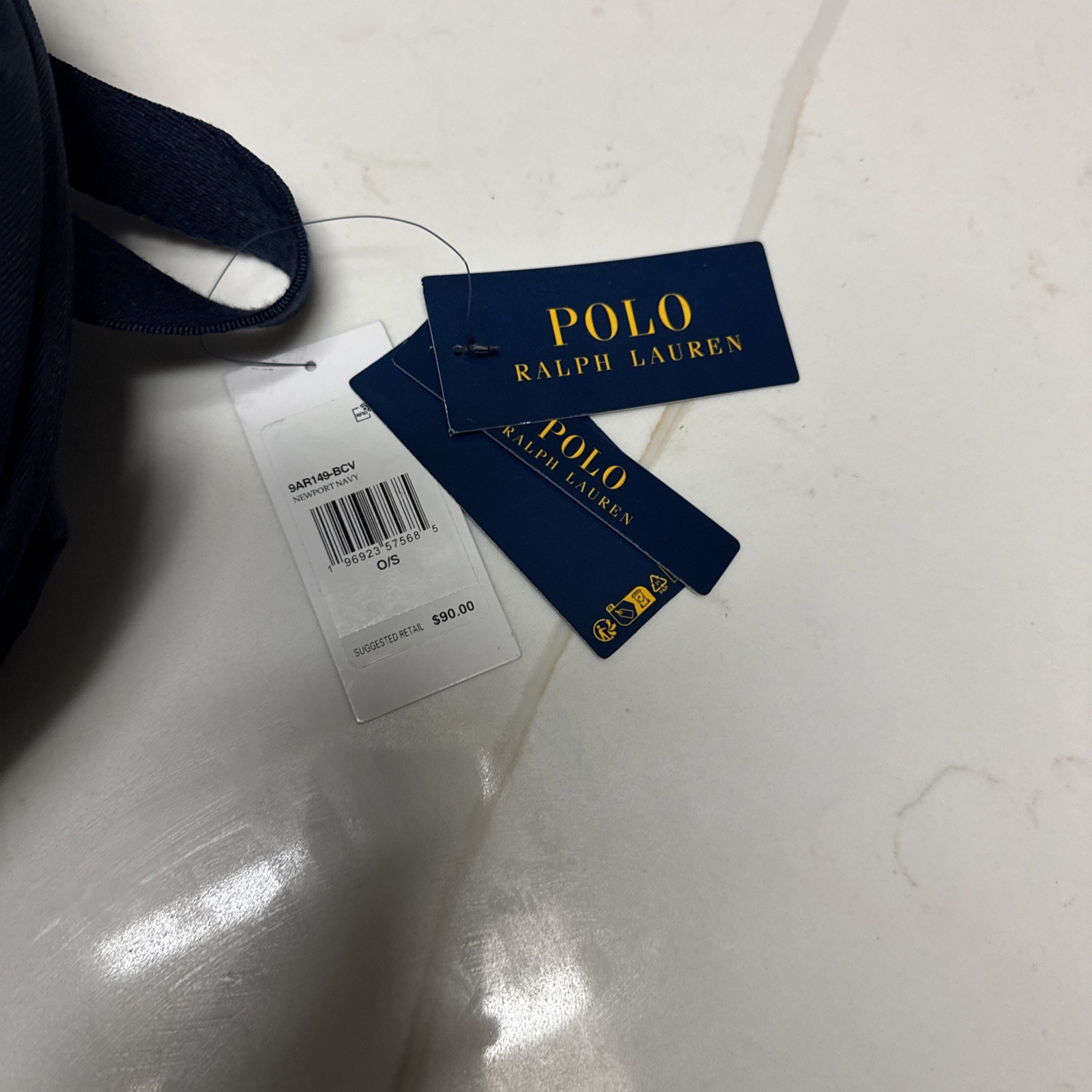 Polo Ralph Lauren Backpack Full Size Laptop Unisex Navy Blue Bear School Bag