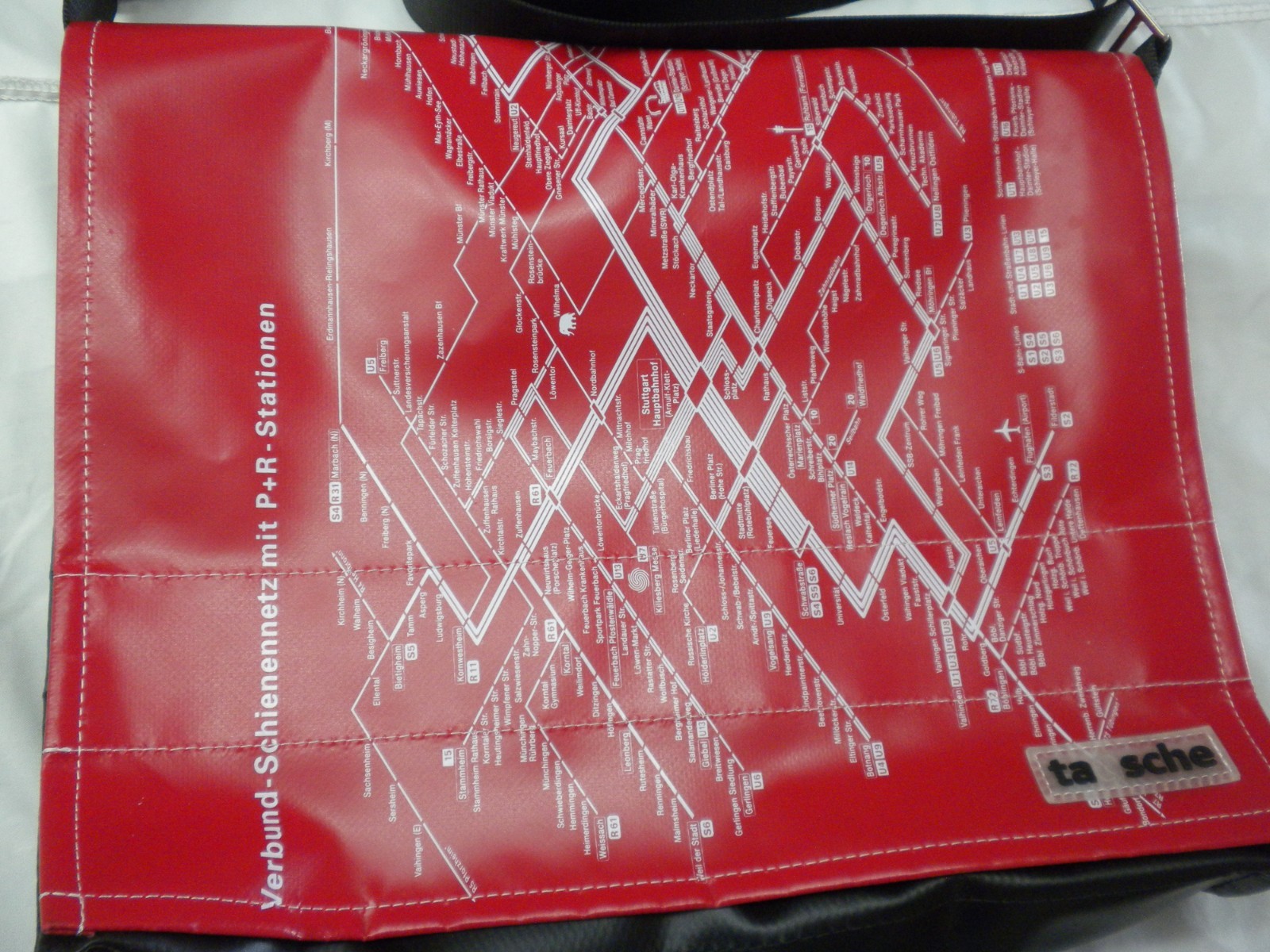 Tausche Tagediebin Messenger Bag Germany Stuttgart Metro Stadtbahn Red Black B