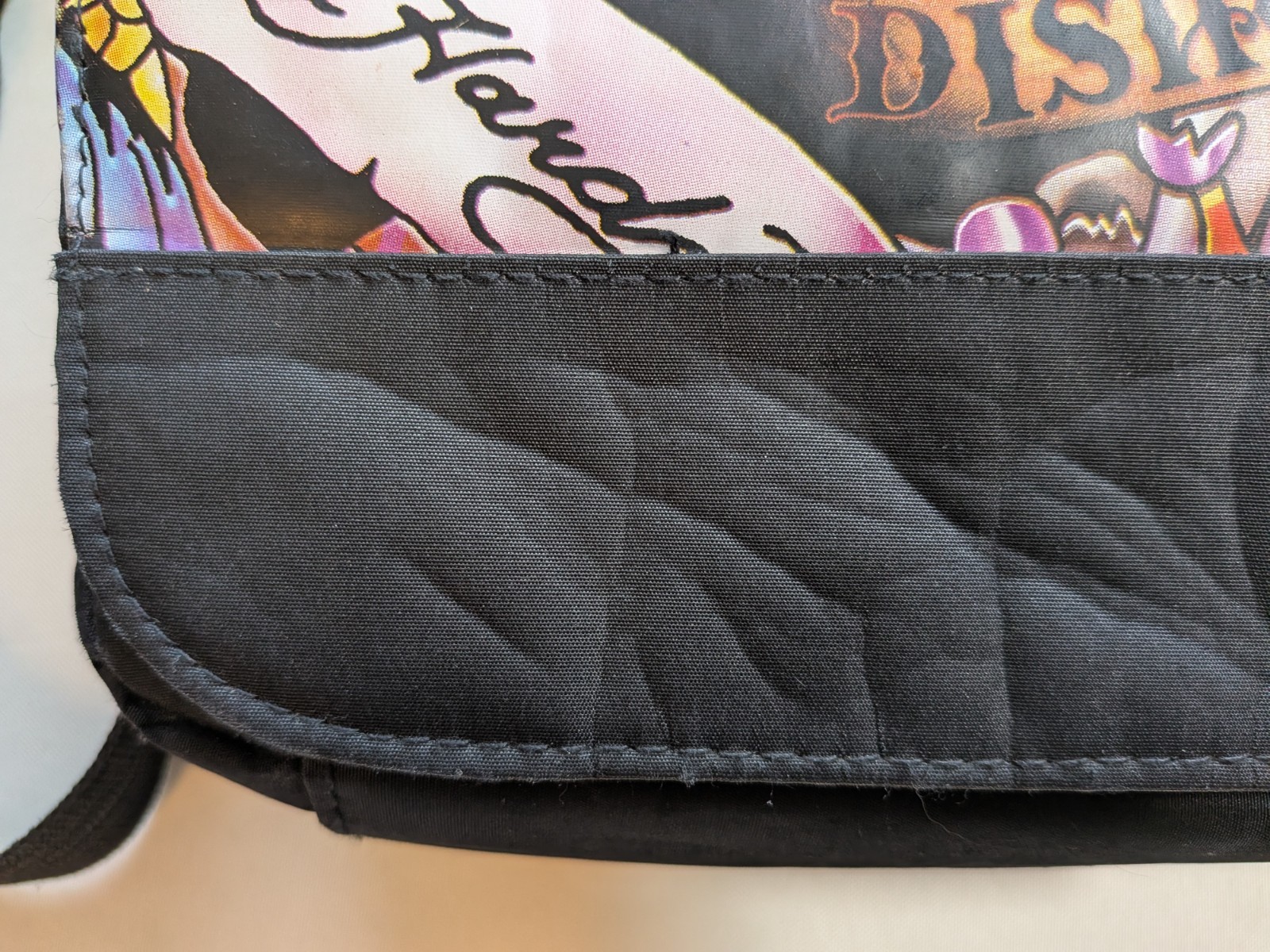 Y2K Ed Hardy Christian Audigier Messenger Bag Black Skull Tattoo Distressed