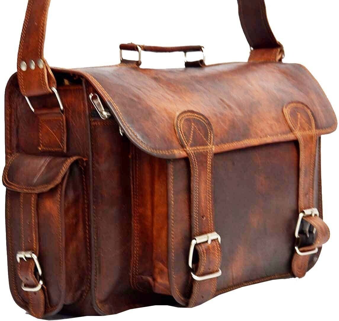 Handmade Briefcase Bag Satchel Men’s Very Lightweight Leather Laptop Messenger