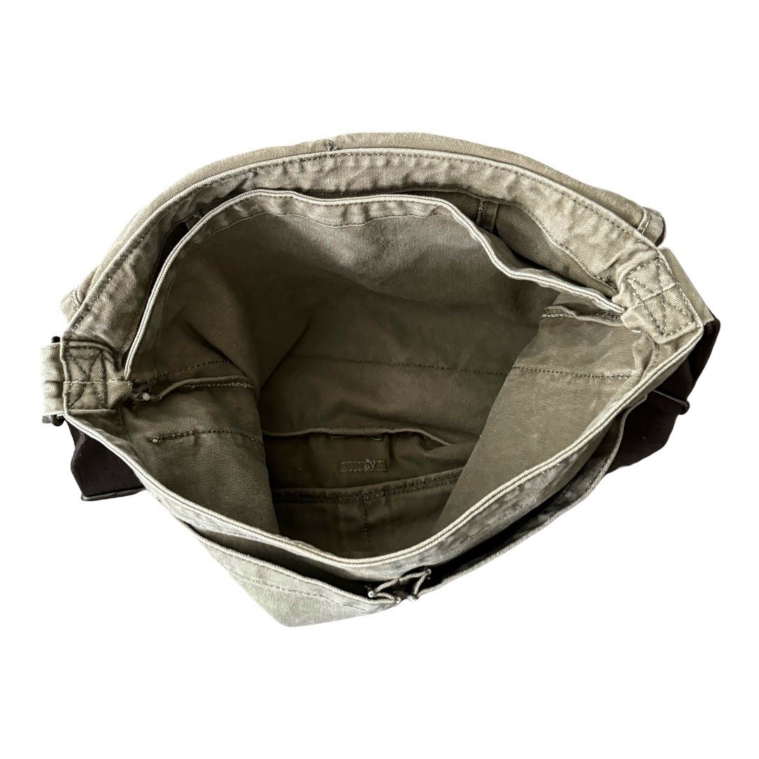 American Eagle Vintage Messenger Bag Mens Olive Green Canvas Y2K Crossbody Bag