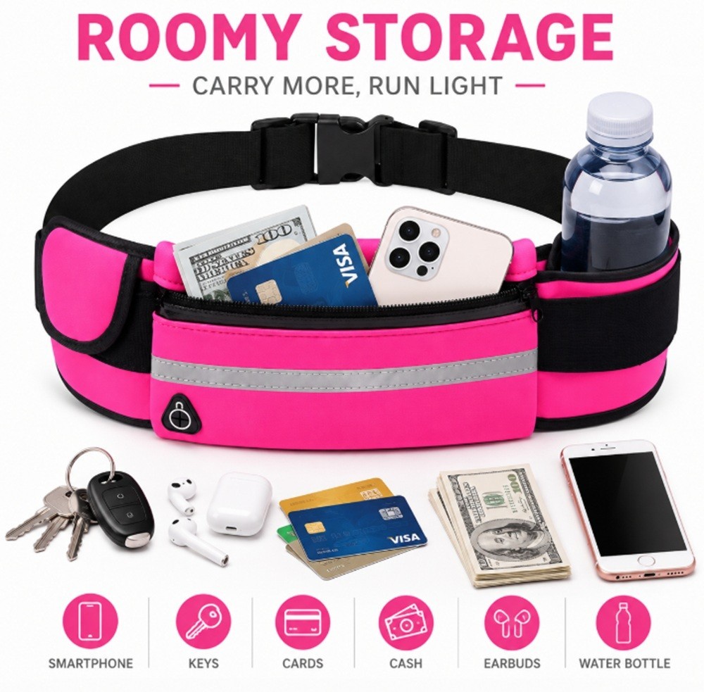 Adjustable Running Belt Water Resistant Waist Pack Fanny Bag Men Women Phone