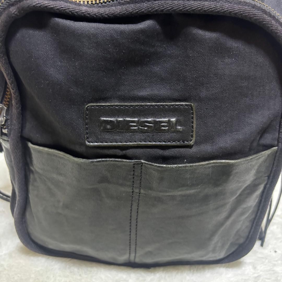 Diesel Men Vhtf Backpack Laptop Storage Denim Leather Black 45×30×9cm Luxury ITA