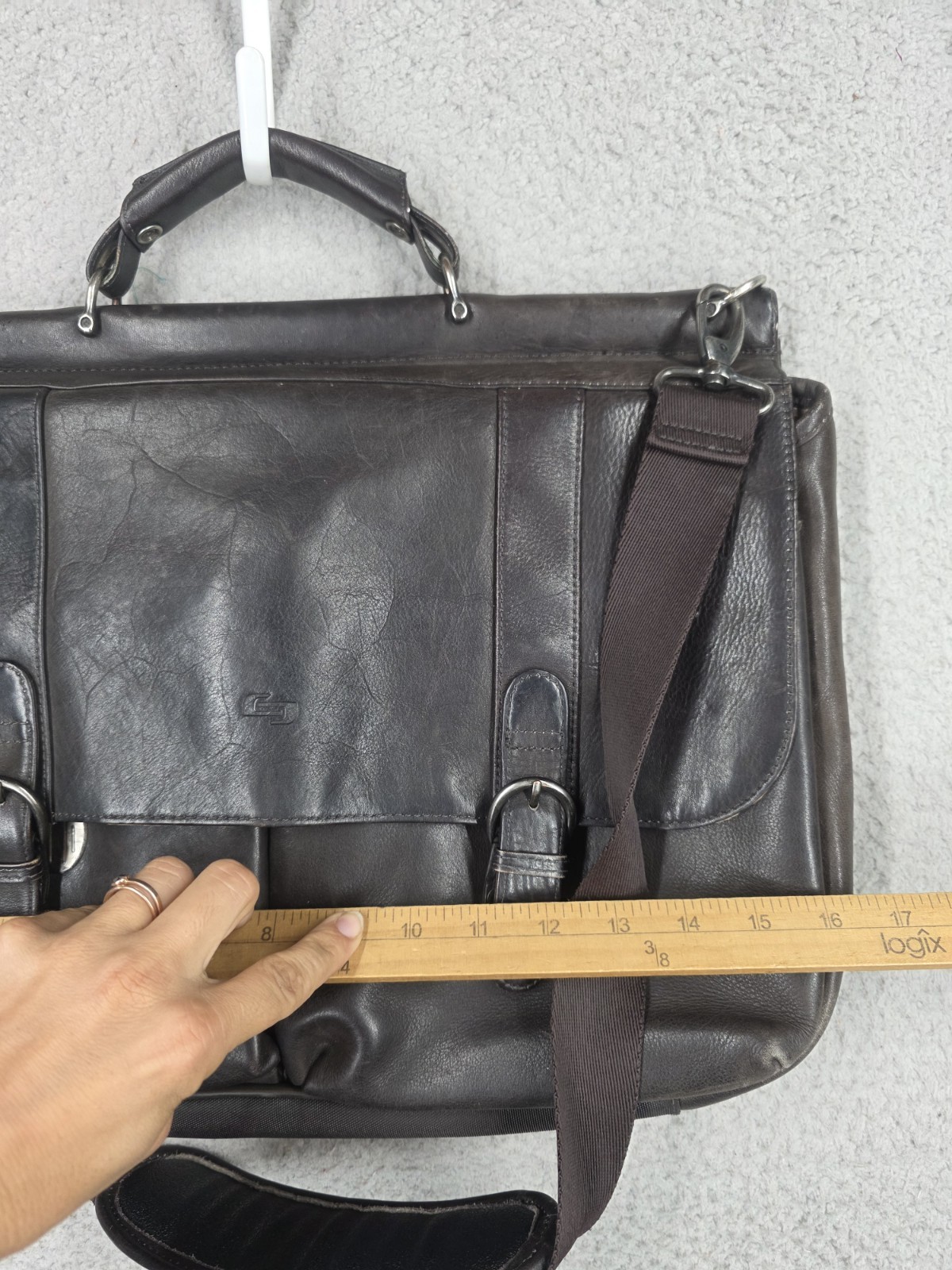 SOLO Executive Brown Leather Briefcase Laptop Messenger Bag