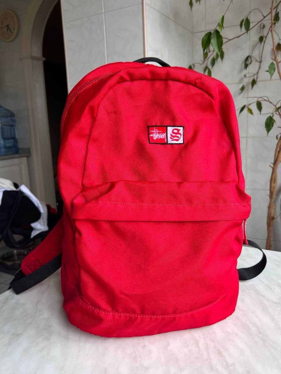 Vintage 90s Stussy Backpack Red Double Logo Stussy Streetwear Y2K Skateboarding