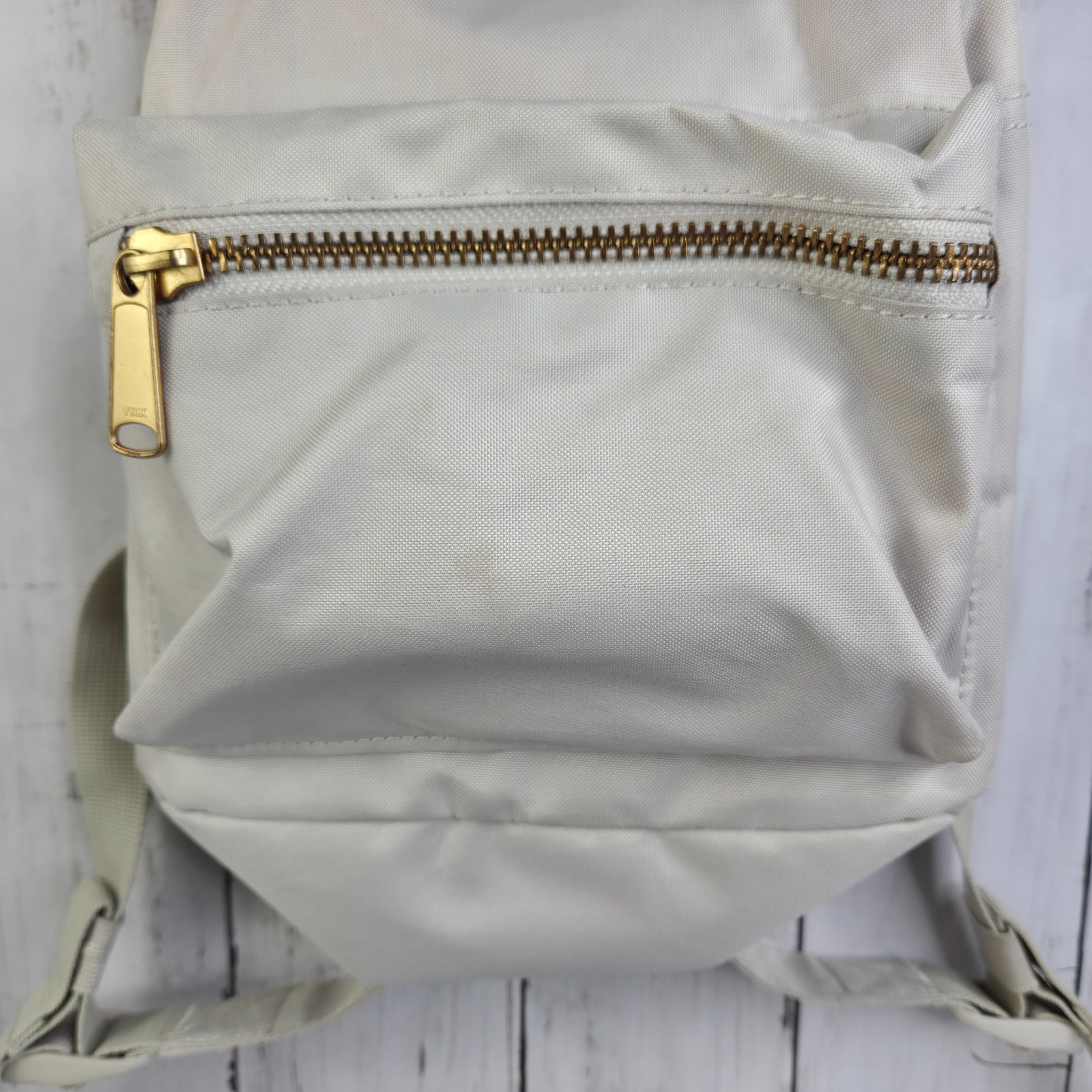 Herschel Nova Mini Backpack Canvas Bag Beige Cream Gold Hardware USED