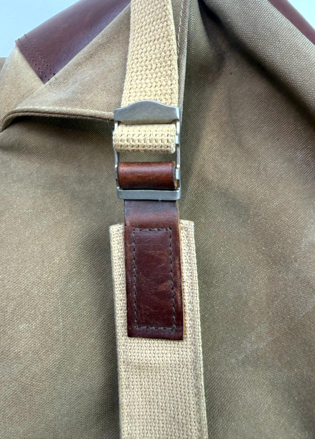 Billykirk Canvas & Leather Trim Rucksack Backpack Cotton Olive Tan Made In USA