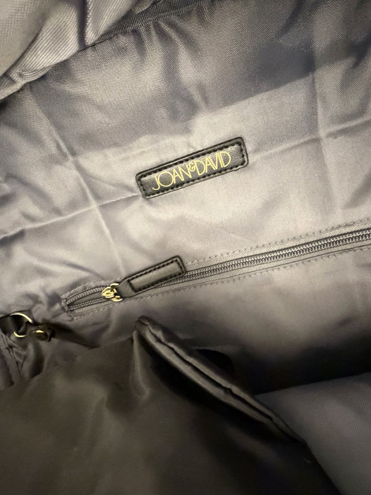 Joan & David 18″ Diamond Quilted Puffer Nylon Travel School Backpack $190 Black