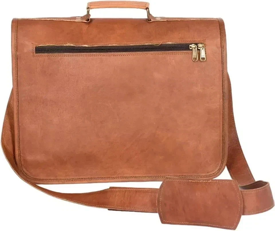 Men’s Pull-Up Leather Everyday Briefcase Laptop Case Messenger Shoulder Bag