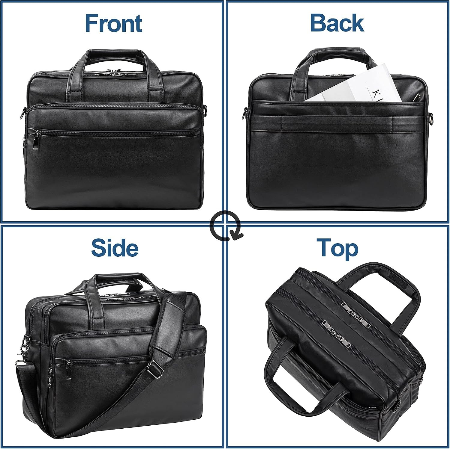 seyfocnia Leather Laptop Bag, Men’s 15.6 Inche 17.3 Inche Messenger Briefcase