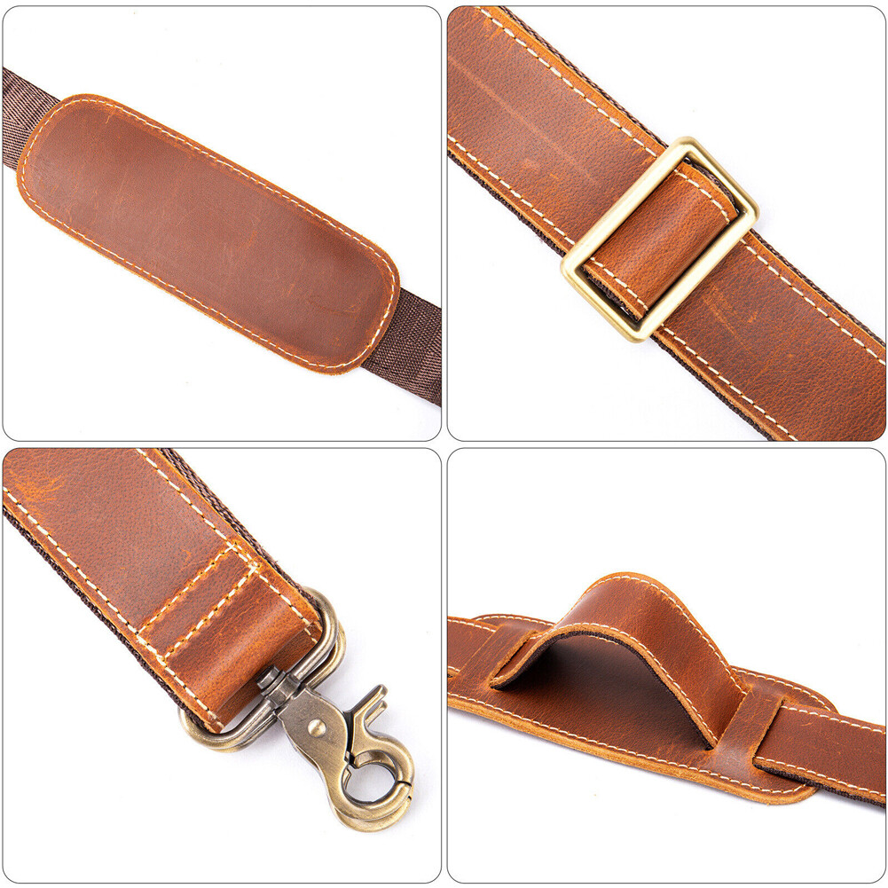 Genuine Leather Replacement Shoulder Strap for Briefcase Luggage Messenger Bag.