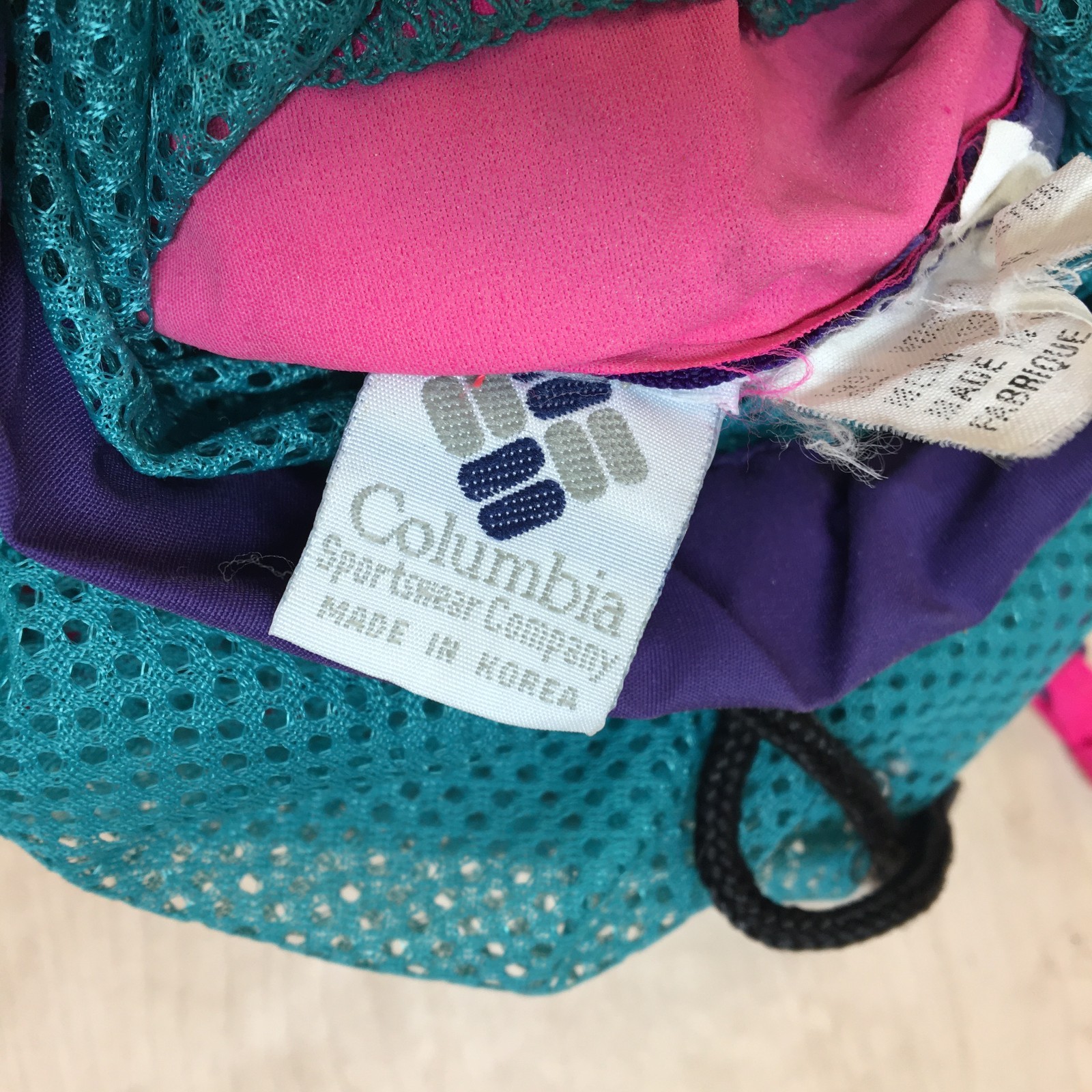 Vintage Columbia Mesh Waist Pack Beach Backpack Neon Convertible Zip Off 80s 90s