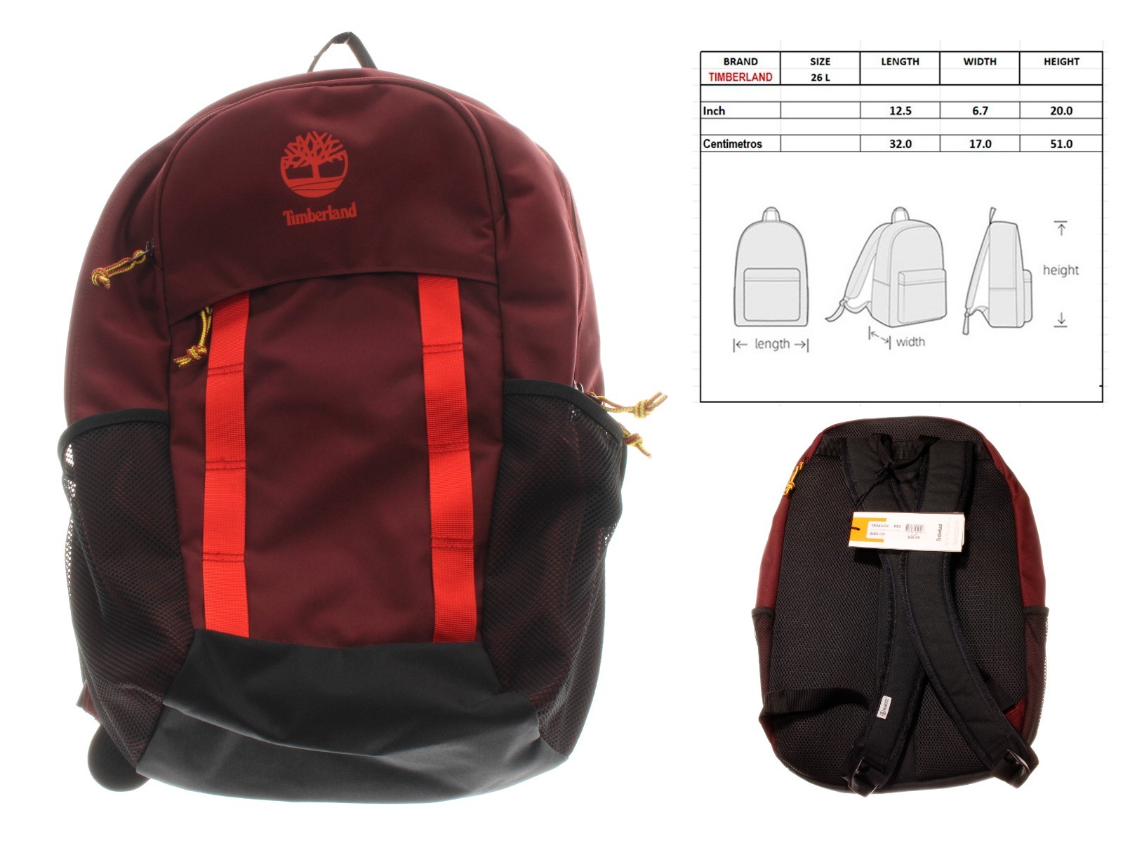 Timberland CALVERTON 26 Liter Backpack Portroy Auraora – Black Unisex NWT