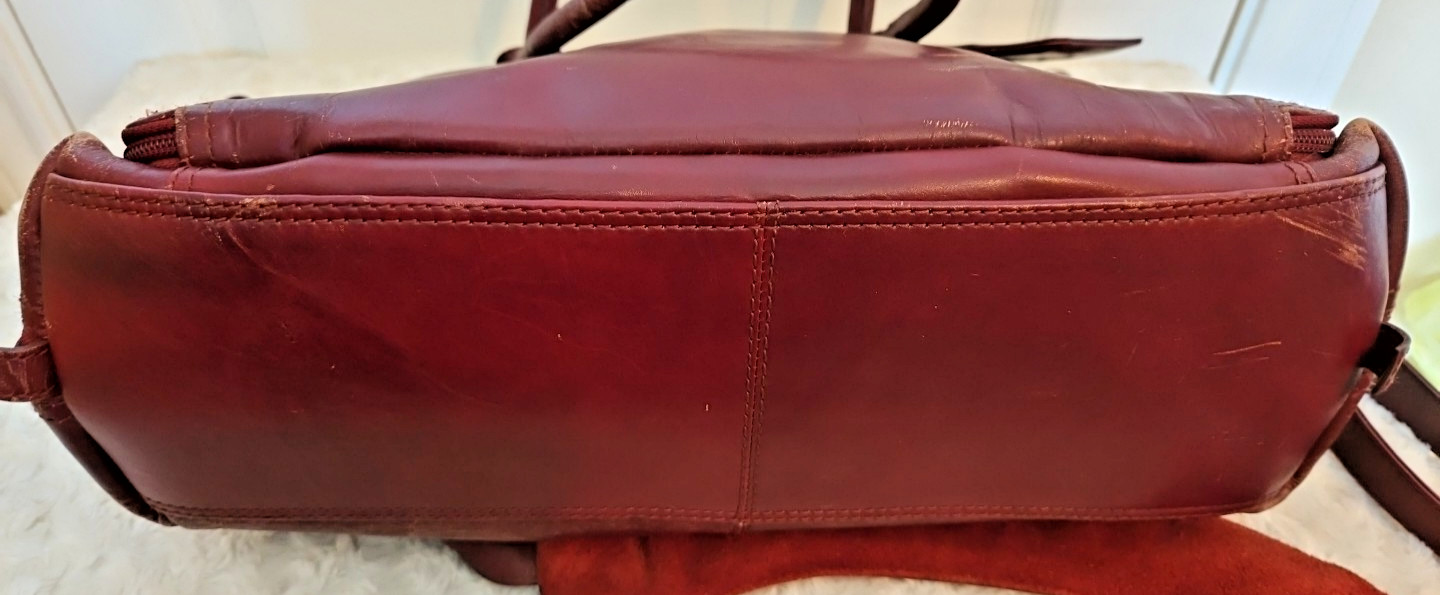 VTG Canyon Outback Leather Goods 18″ Maroon Leather Travel Work Computer Bag
