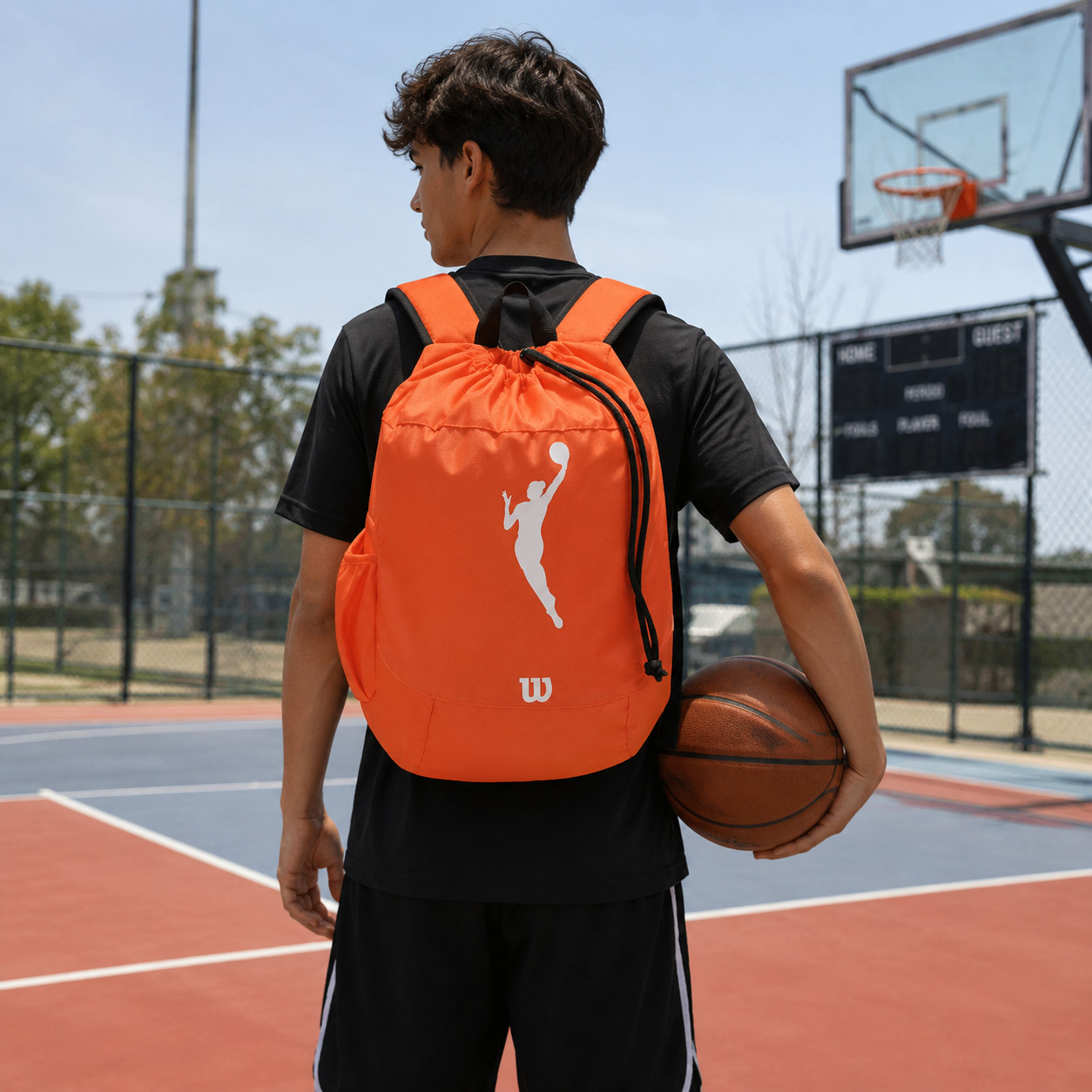 WNBA Women’s Sport Drawstring Orange /White Basketball🏀 Backpack NWT Rare!