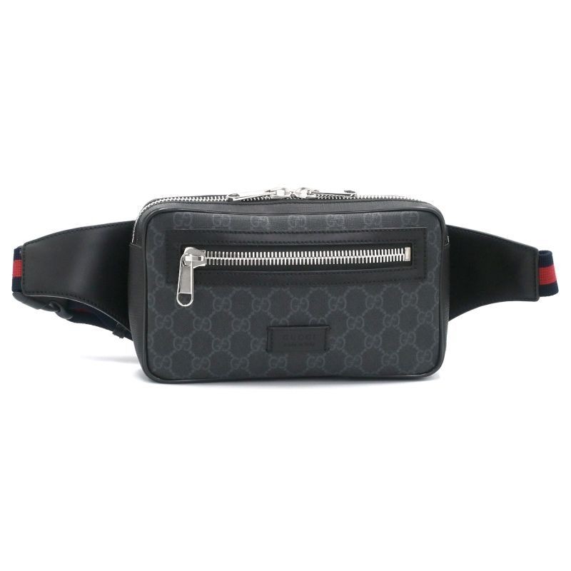 Gucci Belt Bag 474293 Soft GG Supreme Black Gray Crossbody