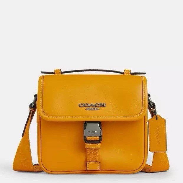 NWT COACH Racer Crossbody Bag Black Antique Nickel/Buttercup Leather CBH56