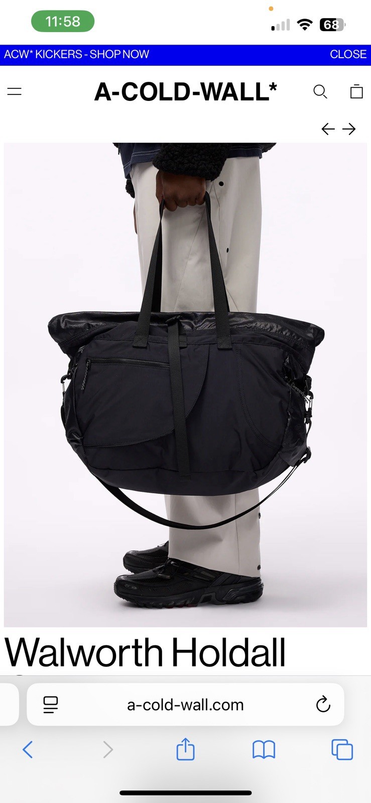A COLD WALL HOLDALL BAG NEW WITH TAGS