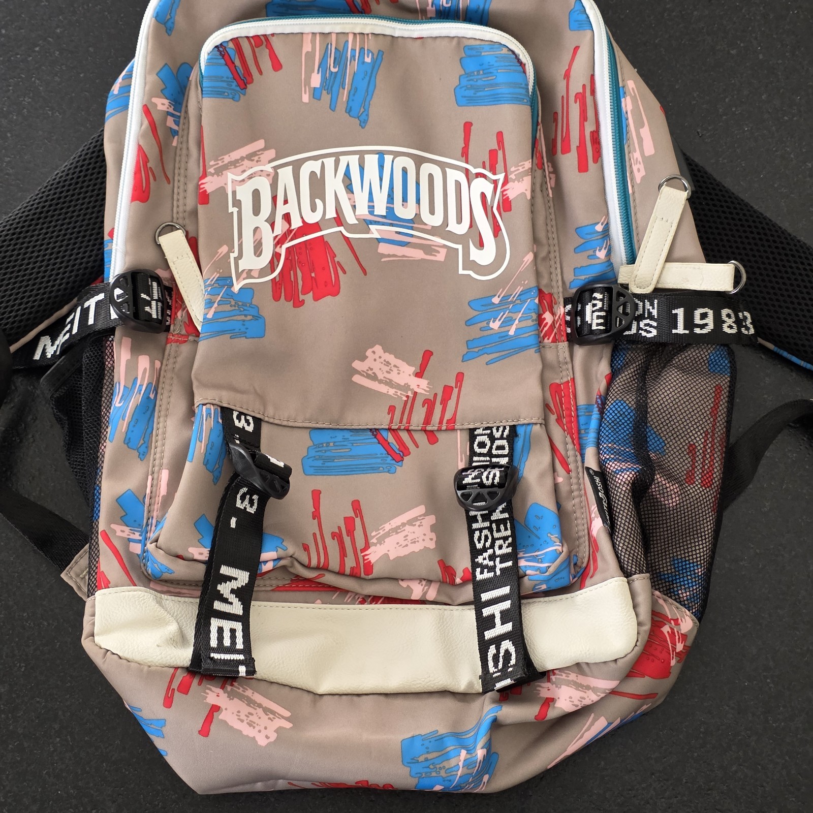 Backwoods Travel Computer School Backpack Leather Bottom Tan/Light Brown