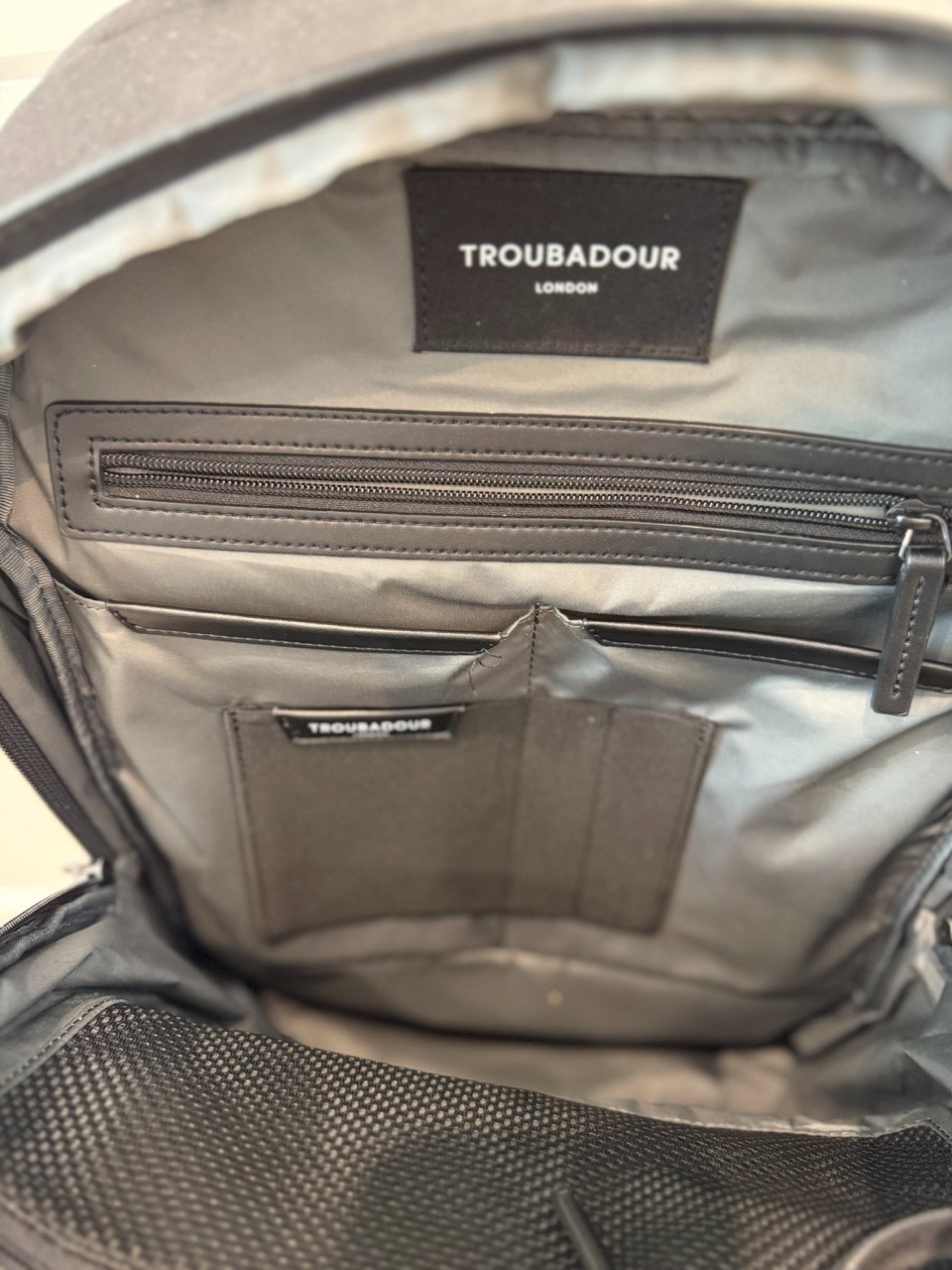 Troubadour London Ridge Backpack Black Nylon Leather Trim Laptop Work Bag