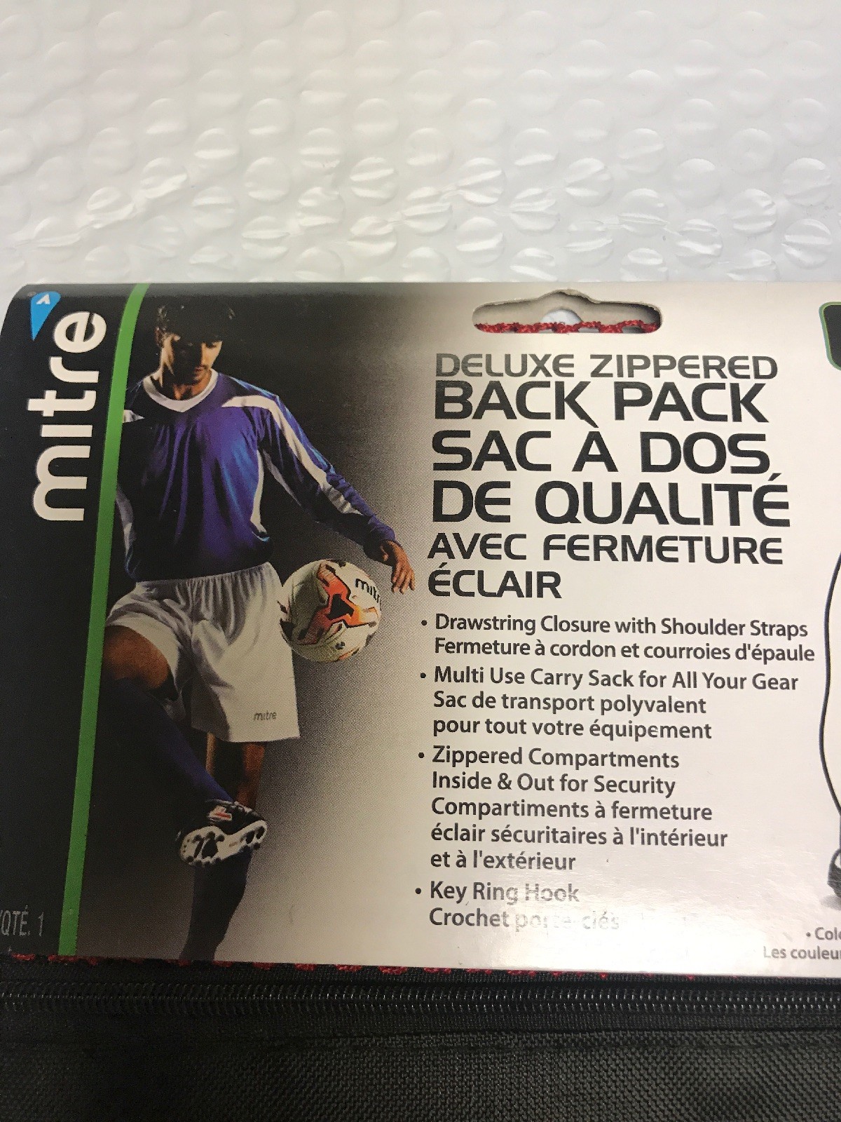 Mitre Mesh 18” Back Pack Unique Sack Bag,Key RingHook+ 3 Zippers 18in X 15.5 In
