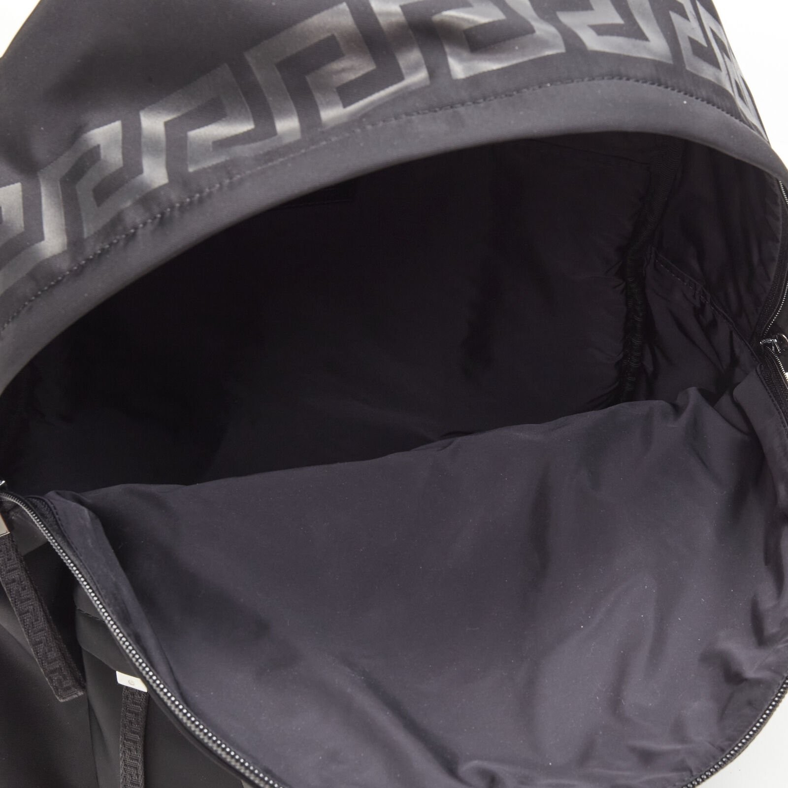 VERSACE La Greca 90’s logo black nylon backpack bag
