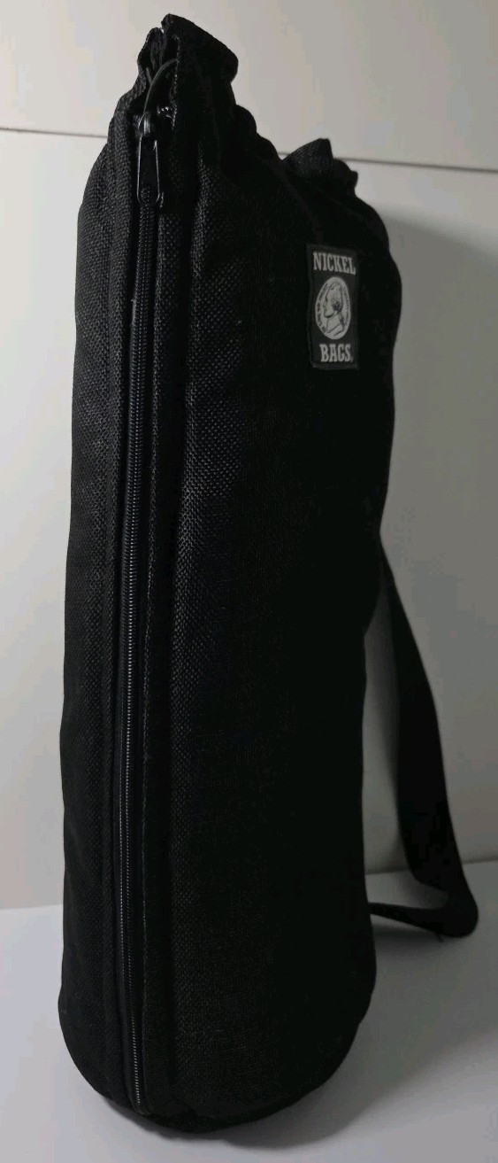 Nickel Bags Padded Drawstring Duffle Tube Sling Bag Velour Interior 19 In Black