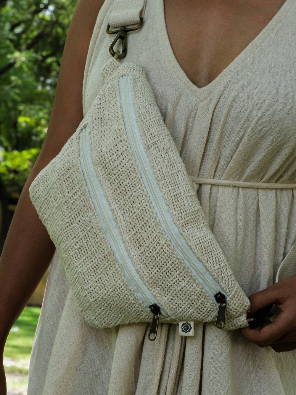 Woven Cotton Crossbody bag Holiday Women’s Belt Bohemian picnic Zipper FannyPack