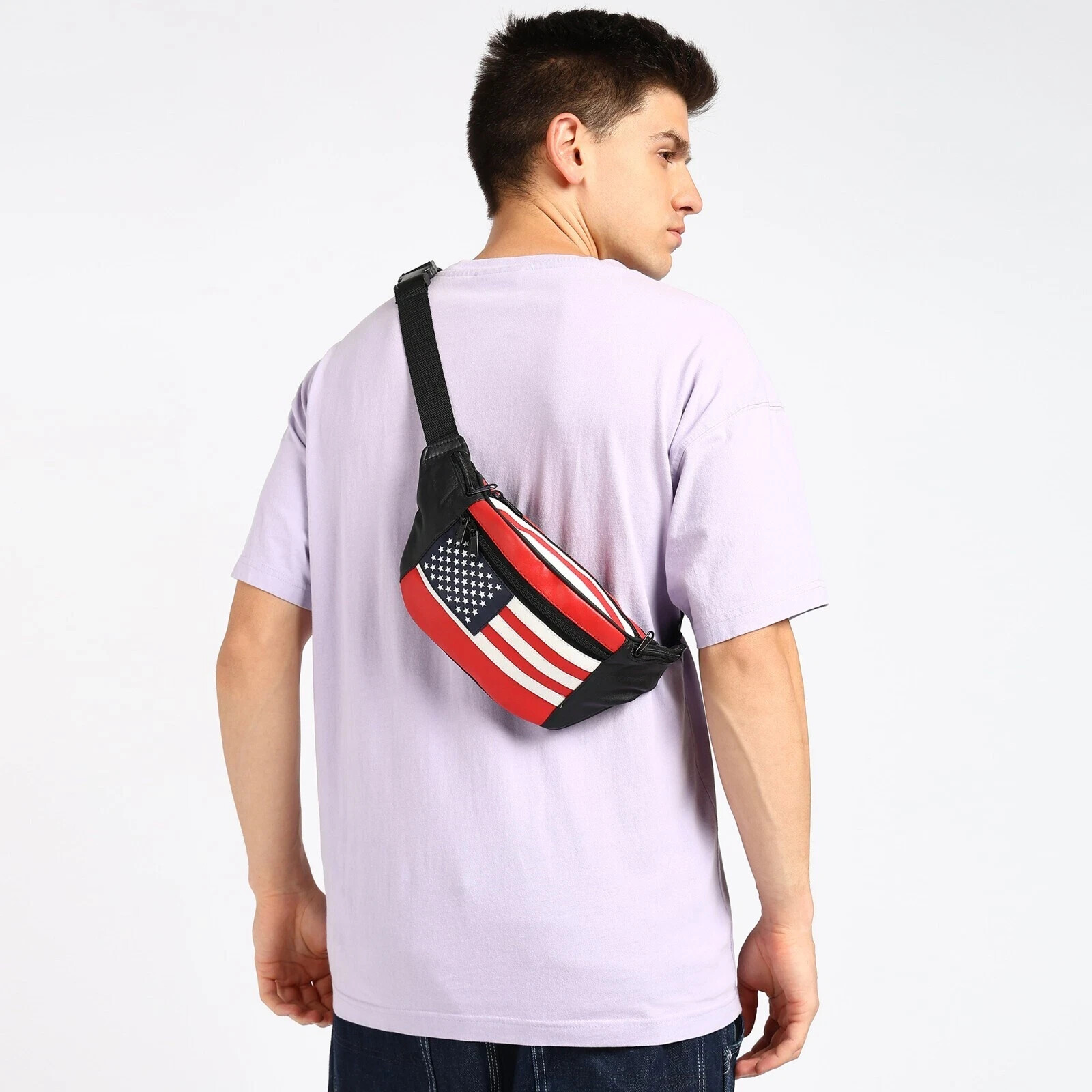 American Flag Fanny Pack Waist Wallet Genuine Leather New