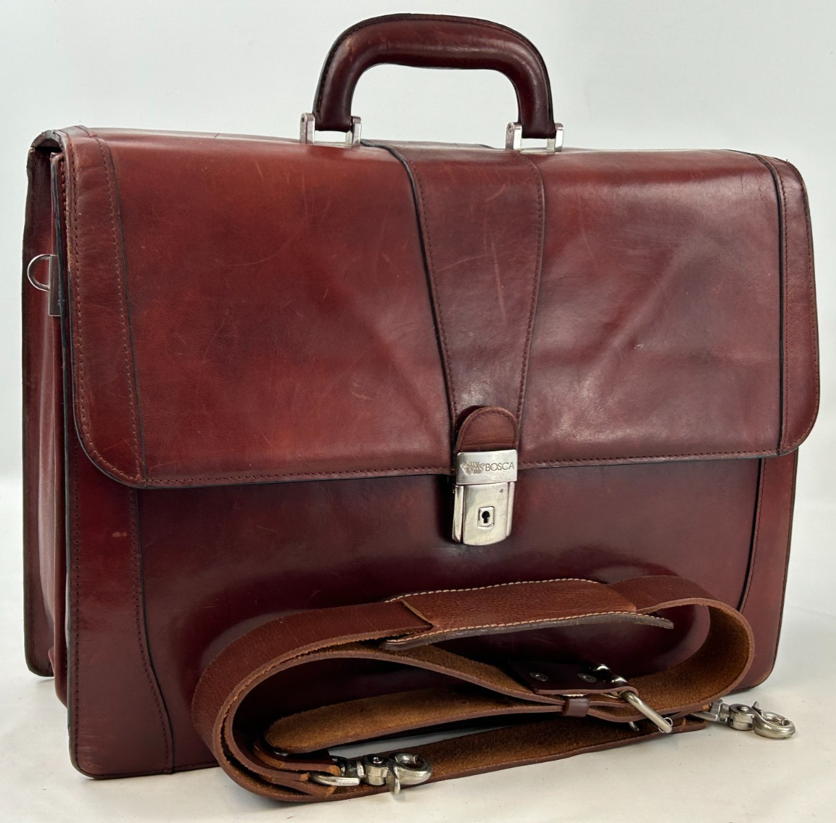 Vintage Leather BOSCA Executive Business CEO Attache Briefcase Bags Mens