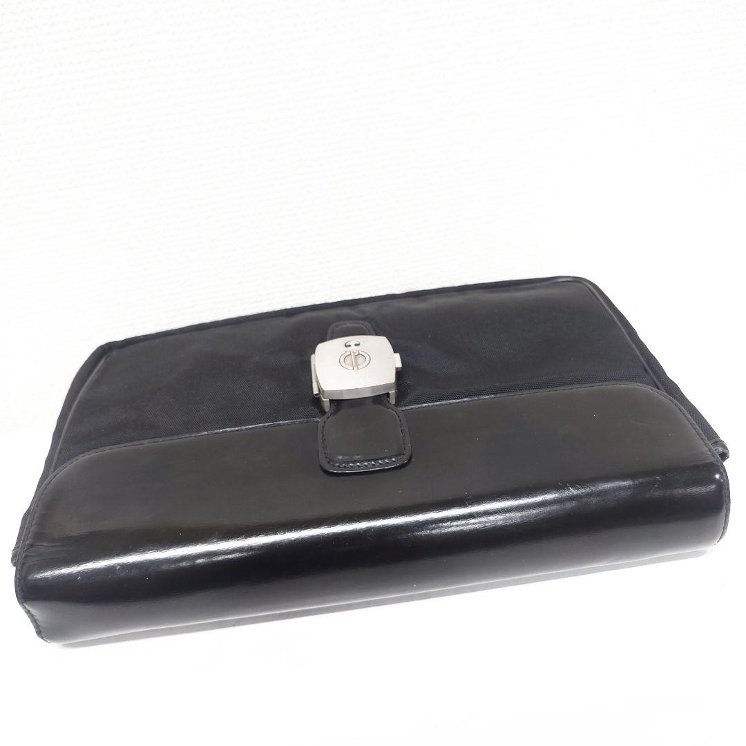 Dunhill Clutch Bag Second Bag Black Nylon x Cordovan Leather Flap Lock Men’s