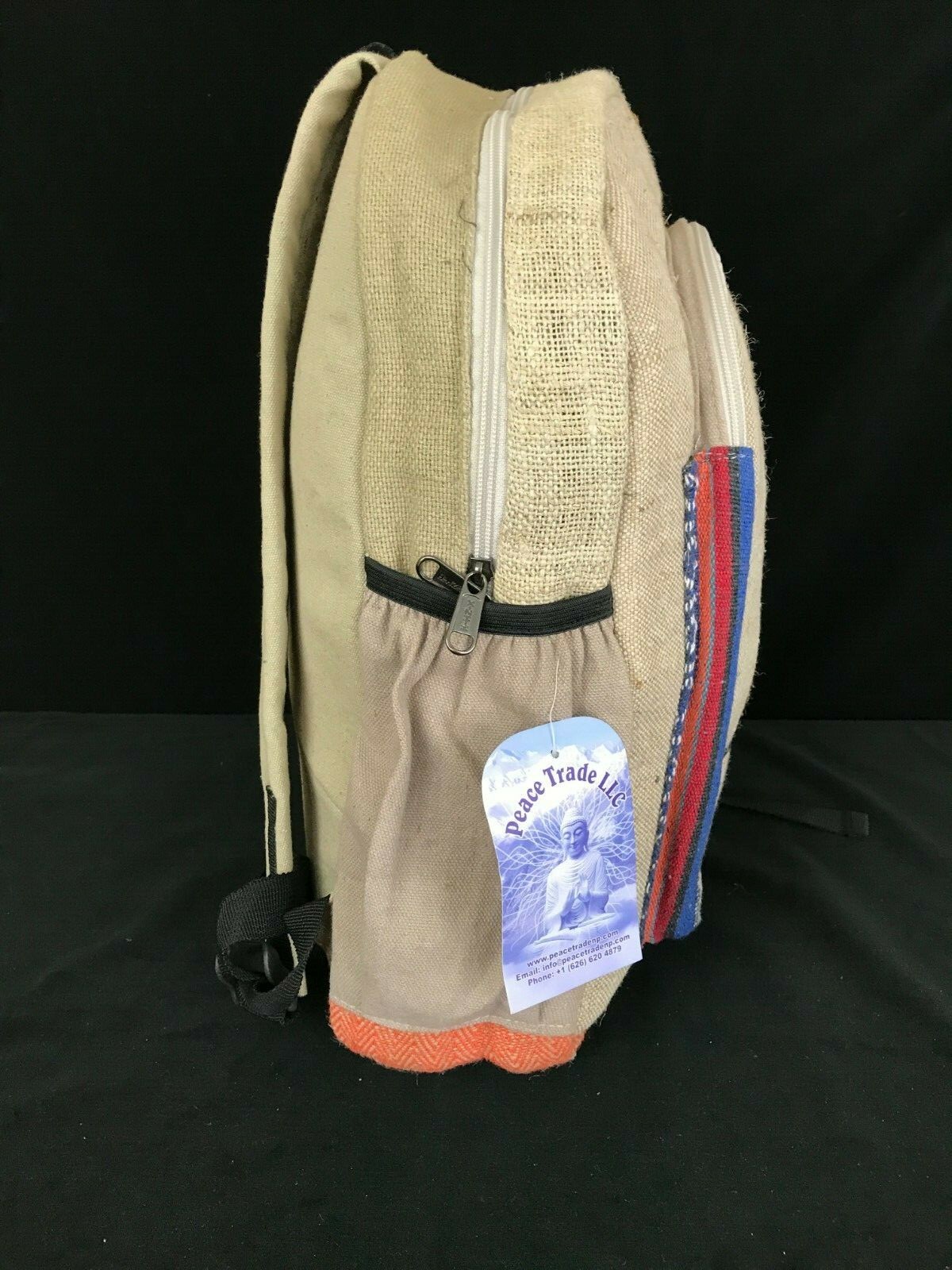 Himalayan THC free Nepal Hemp padded Hand made school backpack book bag New tags