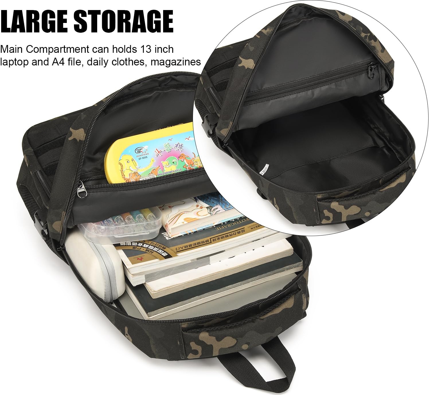 SunForMorning Tactical Backpack Army Molle Bookbag Military Boys Backpack for…