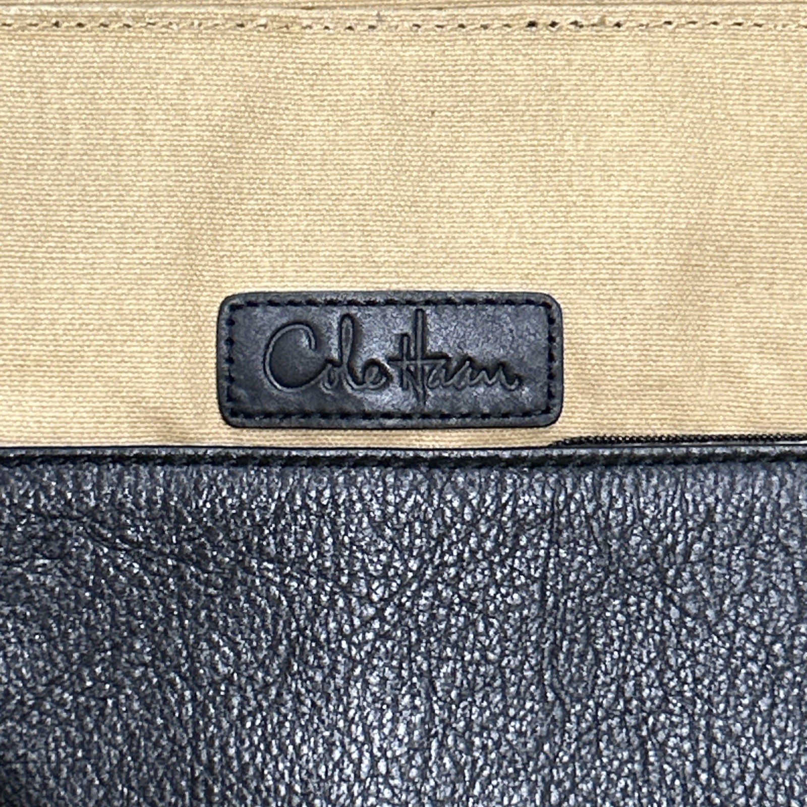 Cole Haan Black Messenger Leather Flapover Laptop Briefcase Bag Crossbody