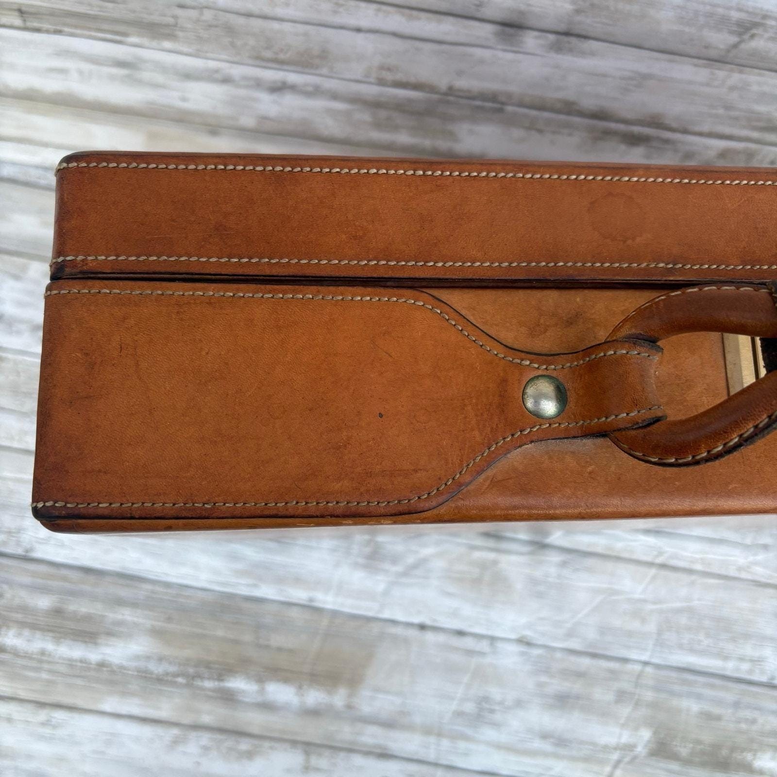 VTG Hartmann Belting Leather Briefcase Attache Brown Organizer 4″