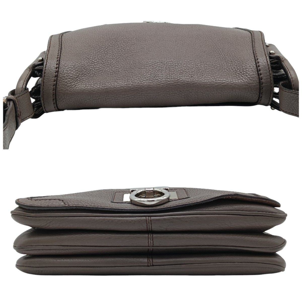 Salvatore Ferragamo Gancini One Authentic Shoulder Bag Leather 24×28cm