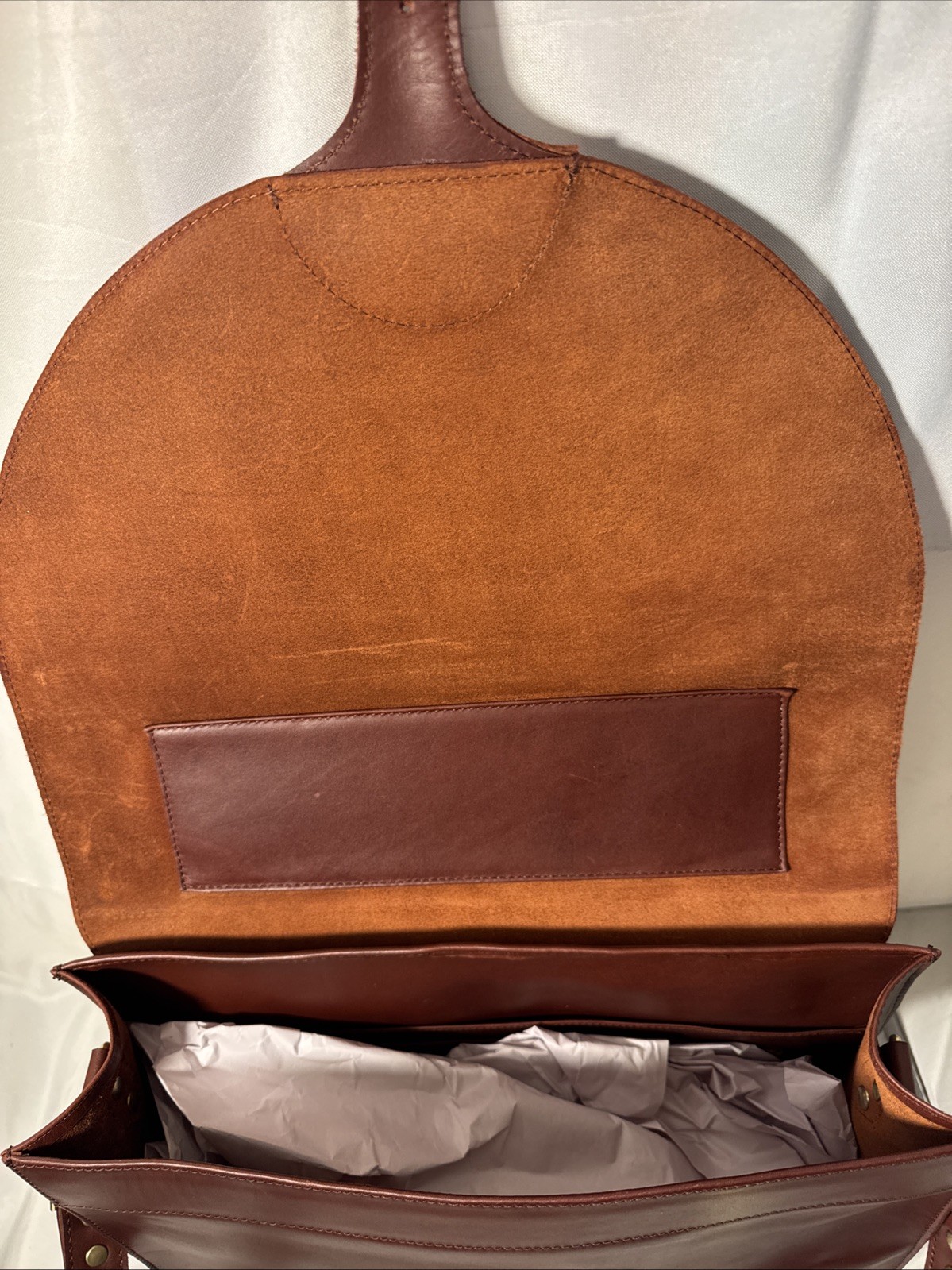 Elite Lifestyles Leather Briefcase Cognac Brown