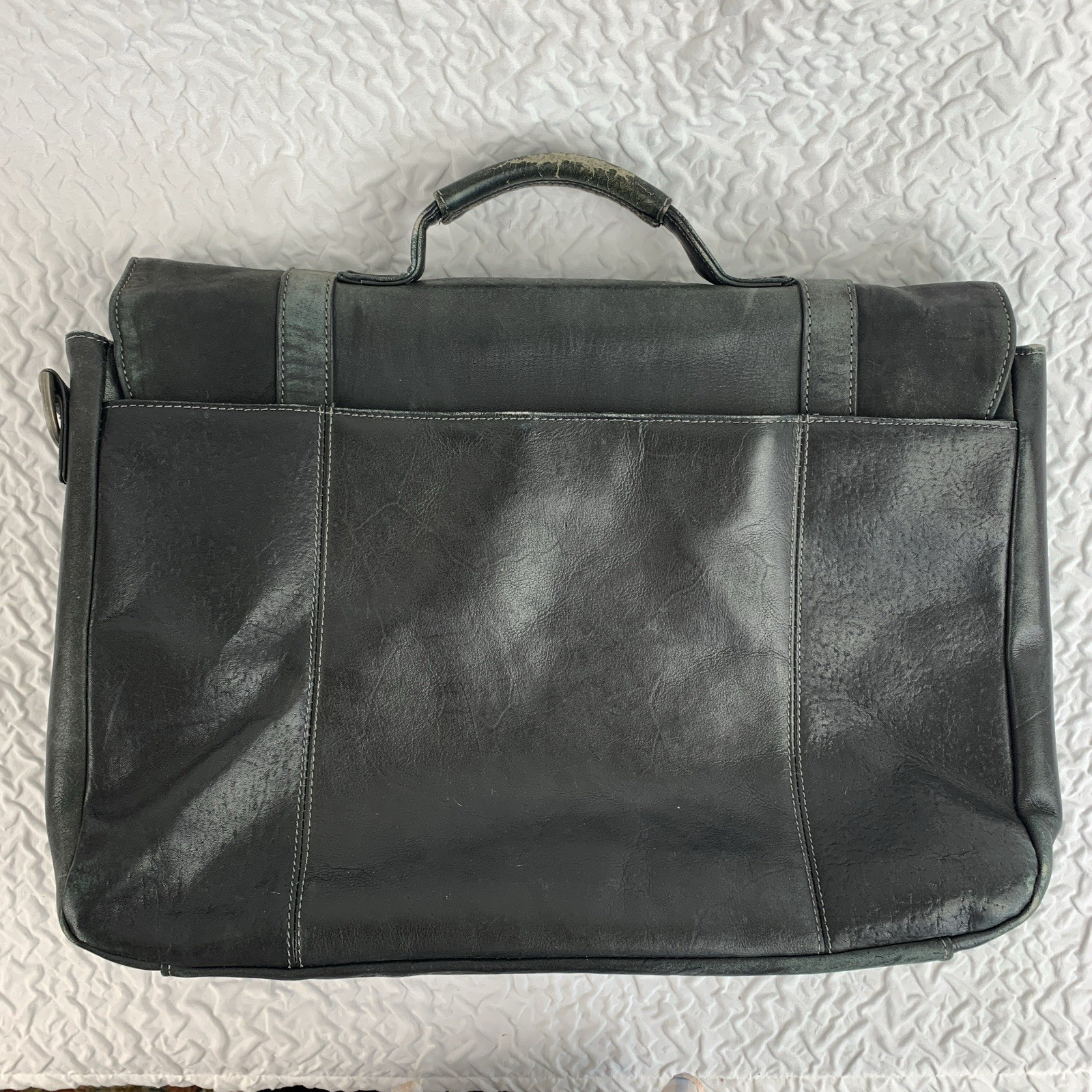 Samsonite Leather Flap-Over Messenger Bag Briefcase Laptop Case Dark Teal