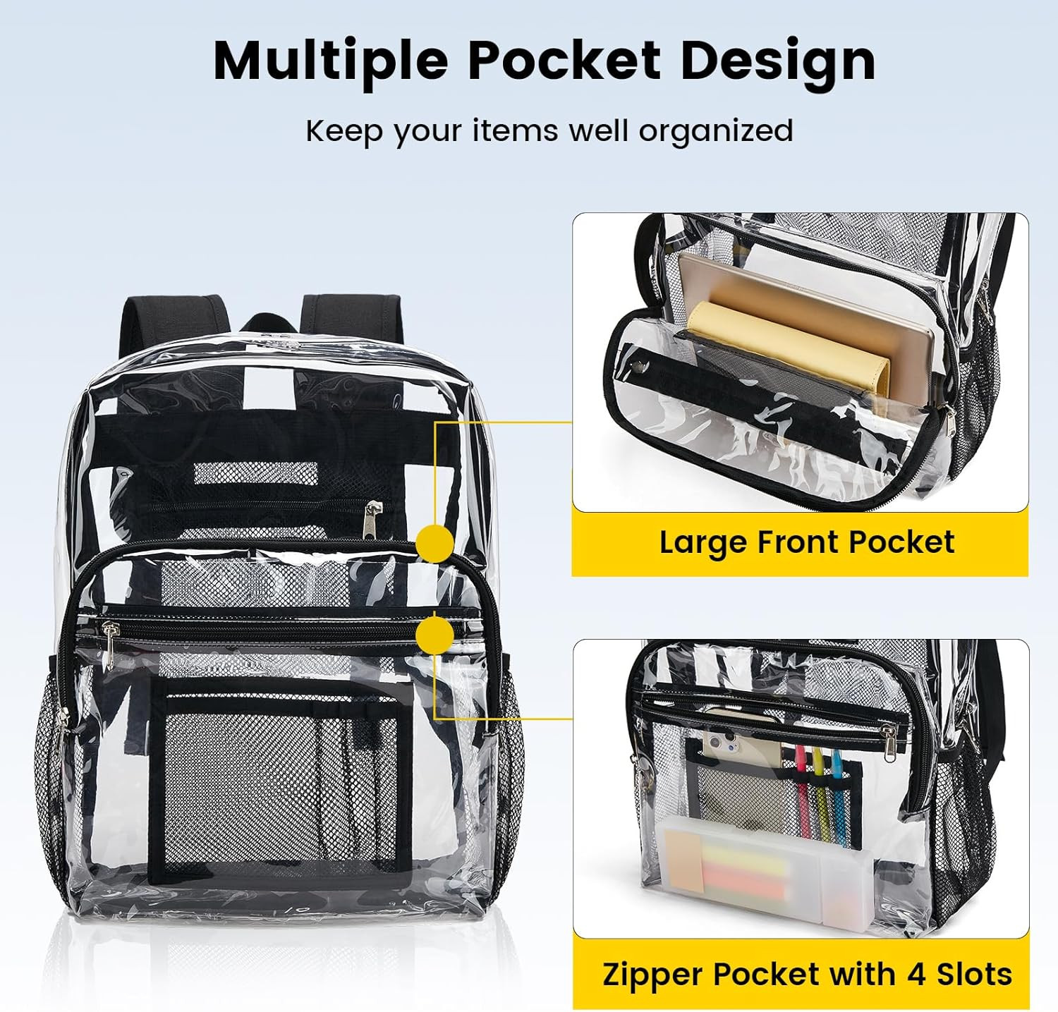 Clear Backpack Heavy Duty – Clear Bookbag Large See through Backpack Plastic Tra
