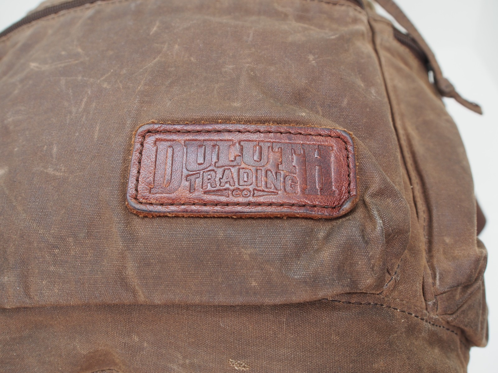 Duluth Trading Co Backpack Satchel Brown Oil Cloth Hiking Duffle Bag