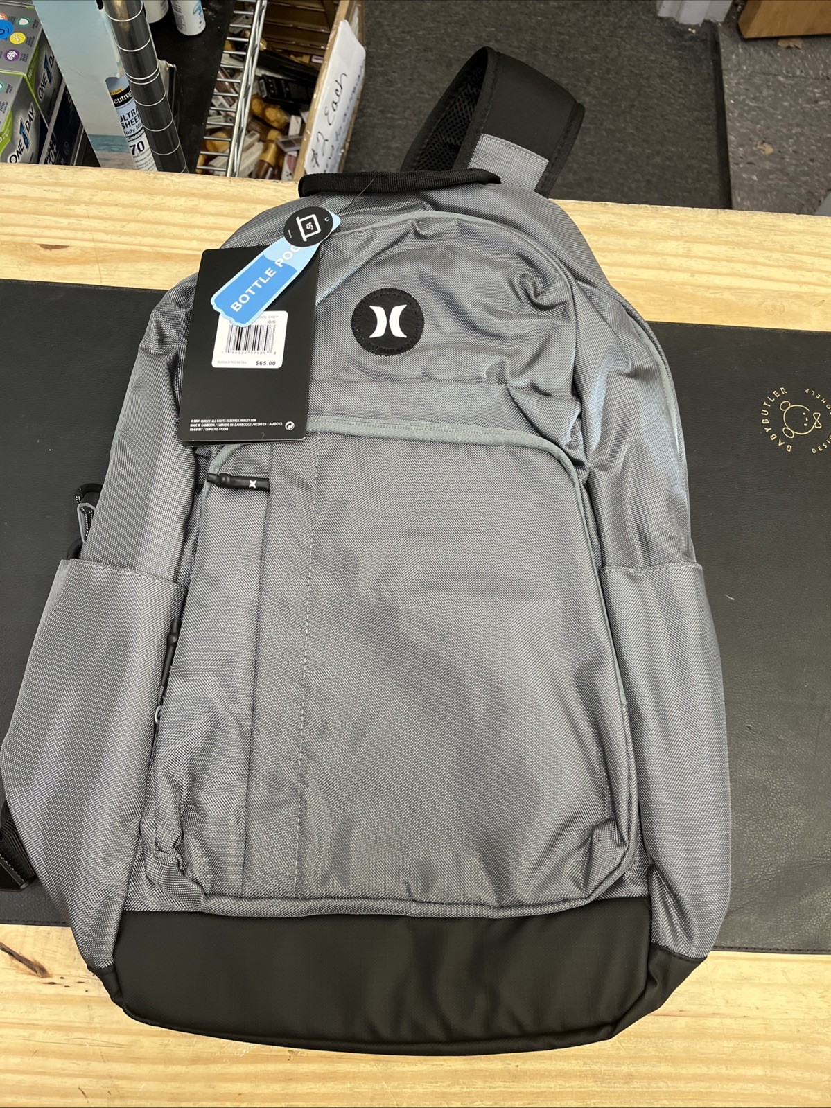 Hurley Rider Backpack, Cool Grey, Durable Adjustable Straps,FREE & FAST SHIPPING