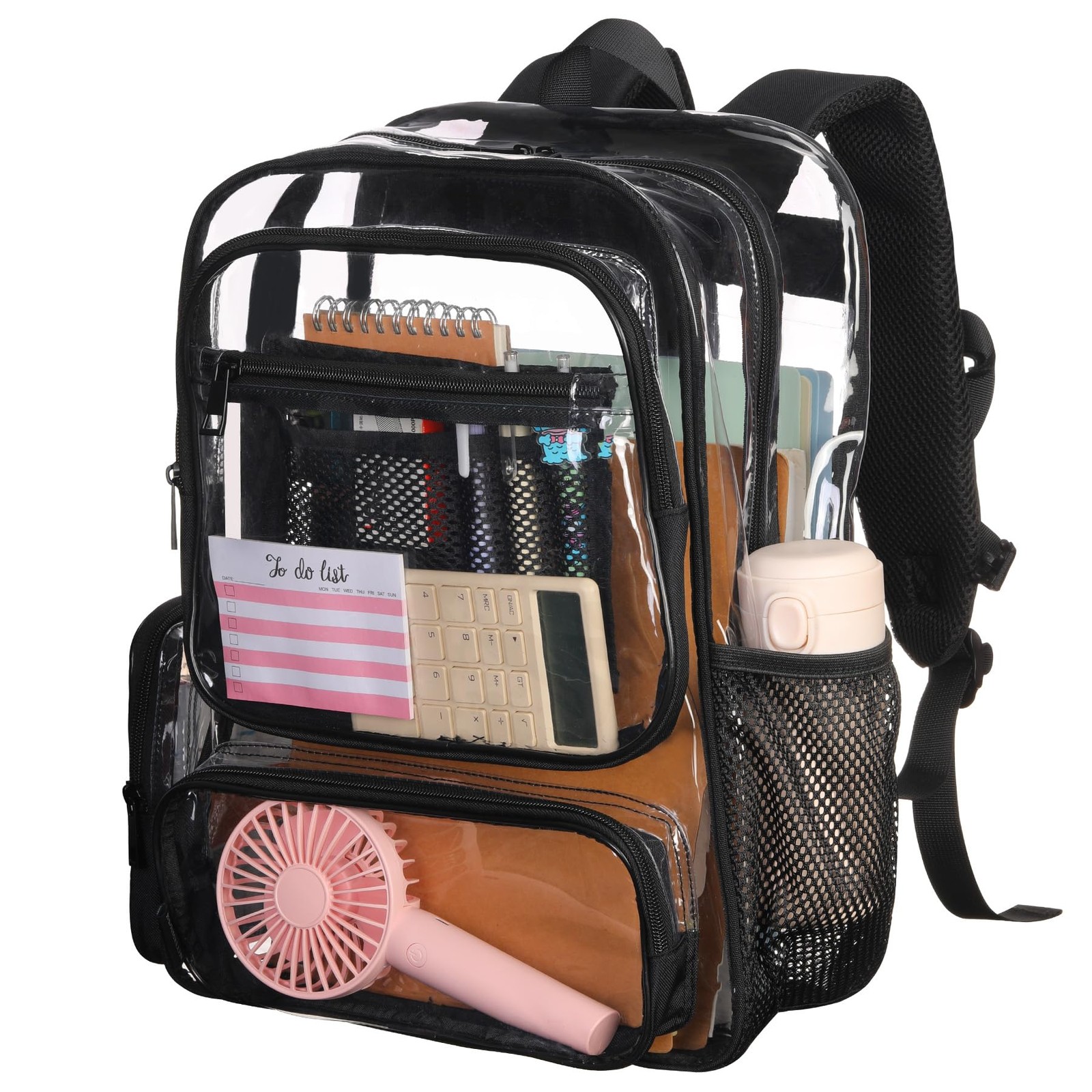 Heavy Duty Clear Transparent Backpack School Stadium Travel Work Men Women Bag