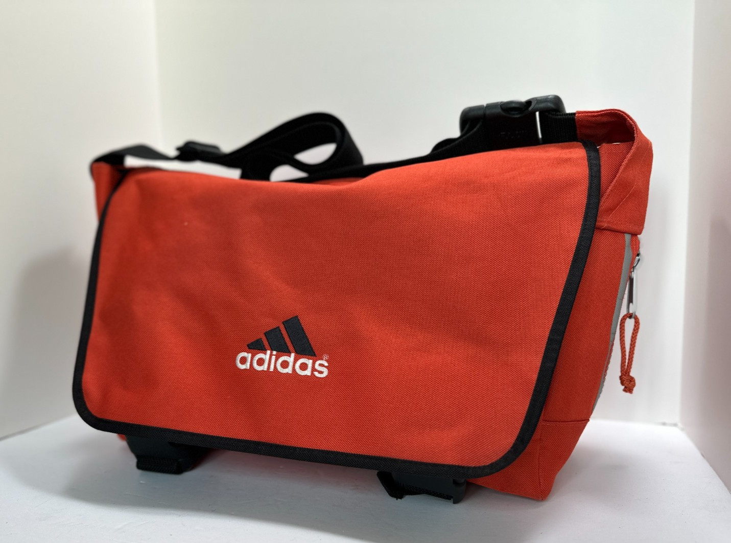 Adidas Orange Structured Canvas Messenger Bag Large 16x12x7 Adjustable Strap