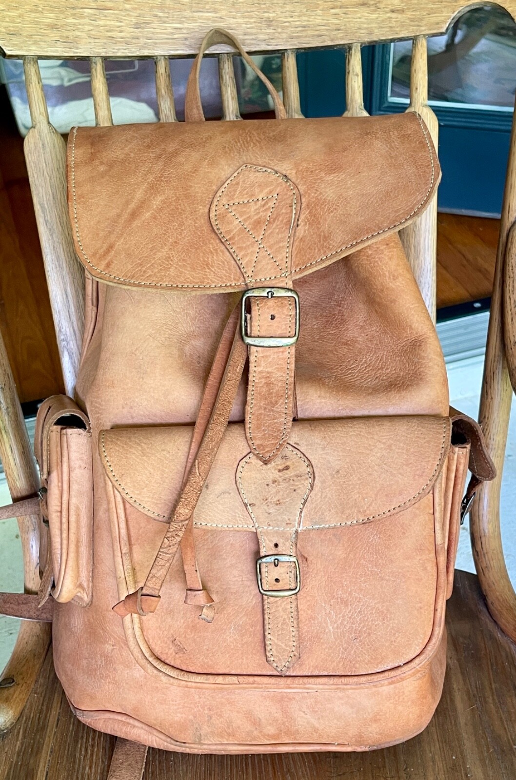 Moroccan ALL Leather Backpack Handmade: 16.5″ x 12″ x 6″