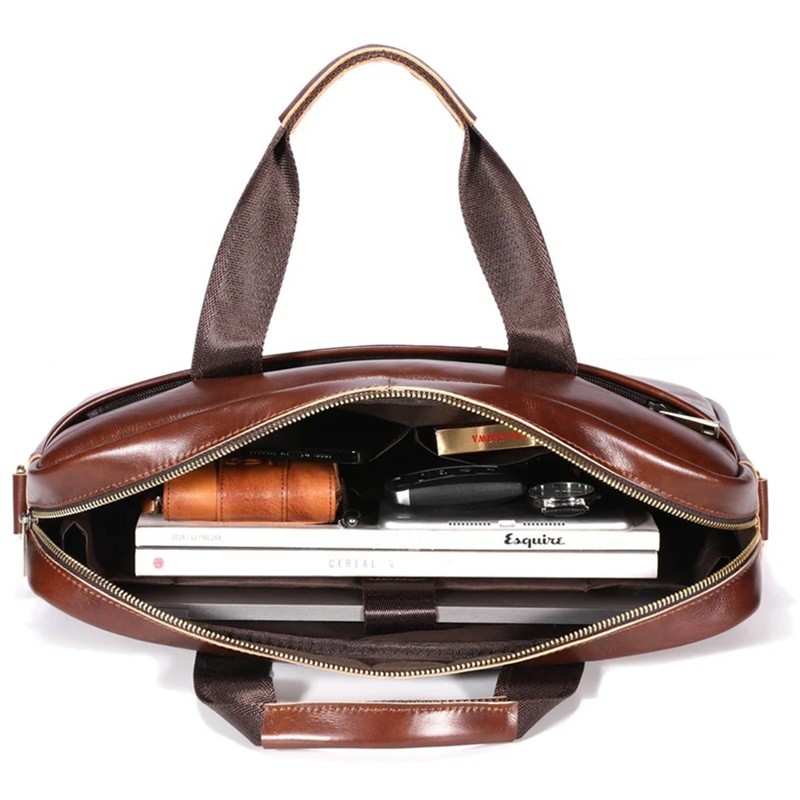 BULLCAPTAIN Genuine Leather Briefcase – Laptop Bag Black