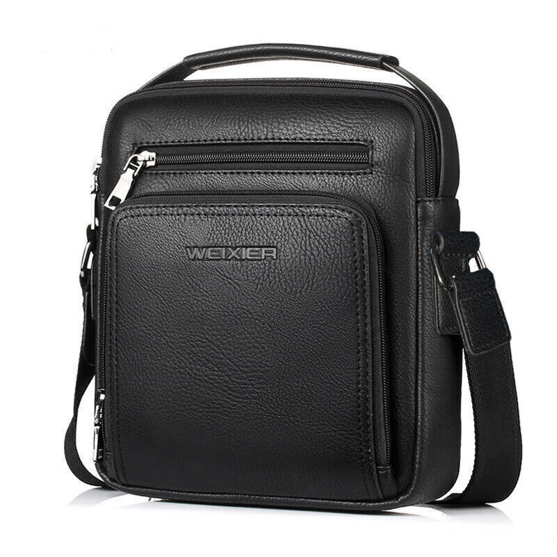 Mens Handbag bag Business Leather Shoulder Messenger Bag 8″ Outdoor Sport Bag Q
