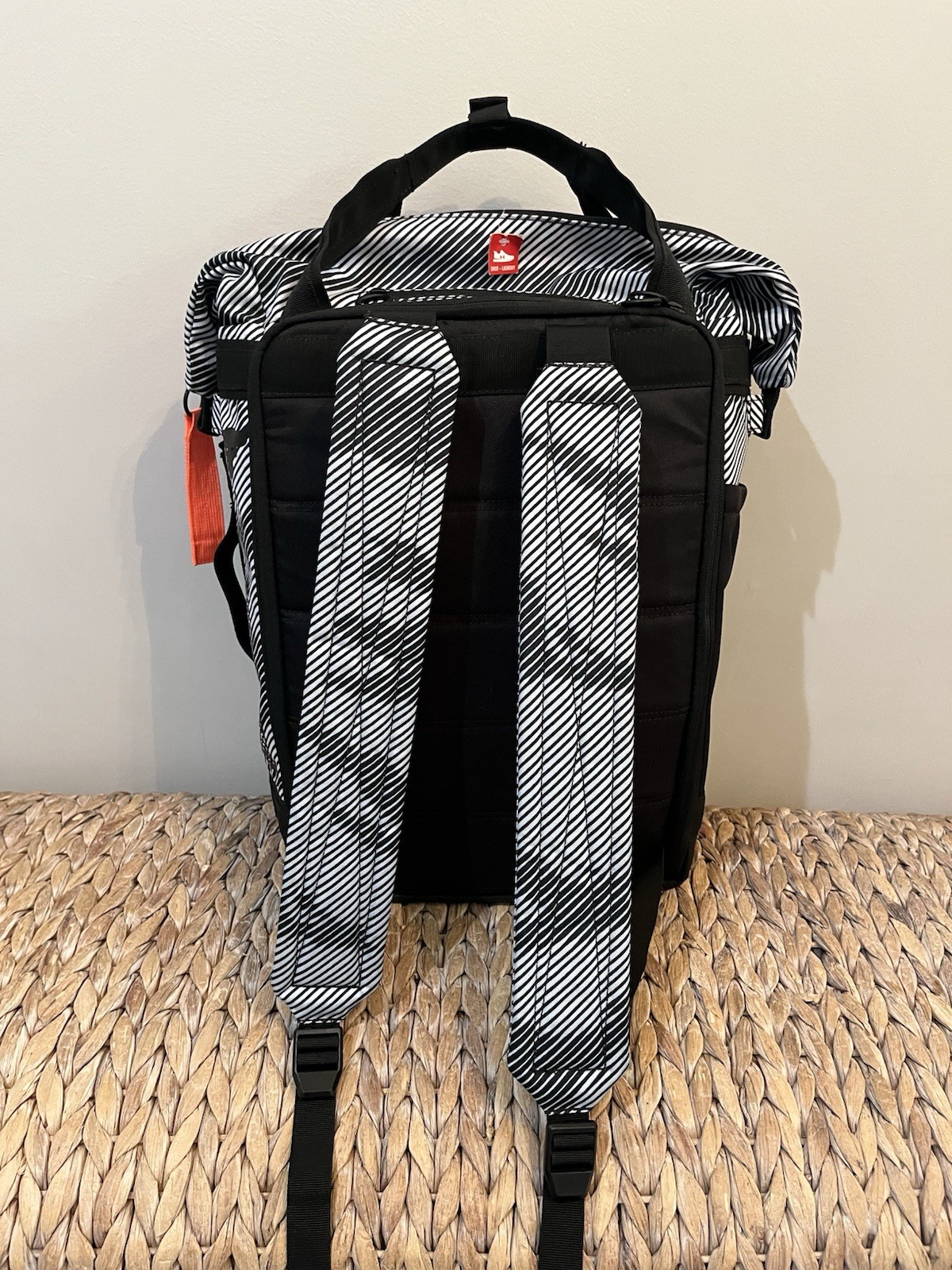 Under Armour Project Rock Box Duffle Backpack Black White Stripe Unisex NWOT