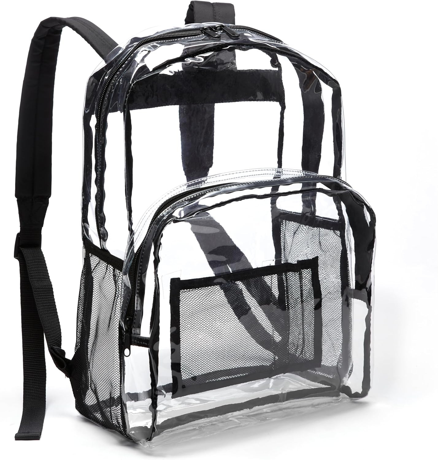 Amazon Basics Transparent Clear School Backpack, Water-Resistant PVC Plastic, Re