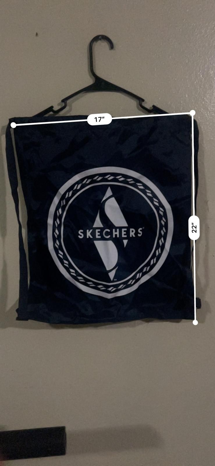 Skechers Draw String Bag Backpack School Gym Sports Travel Blue/White