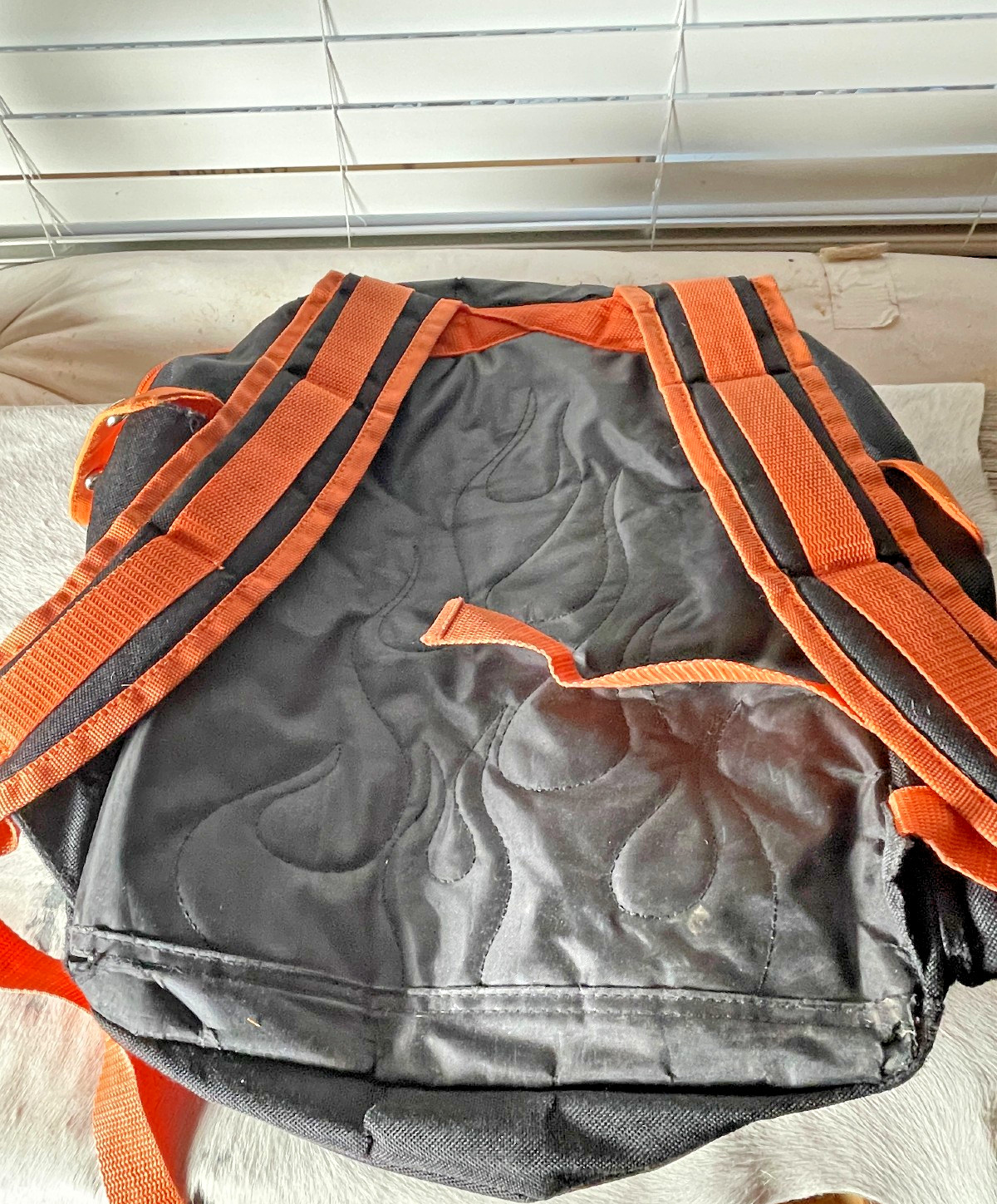 Harley Davidson Backpack 19 x 15 in Black Orange Zip Pockets Embroidered